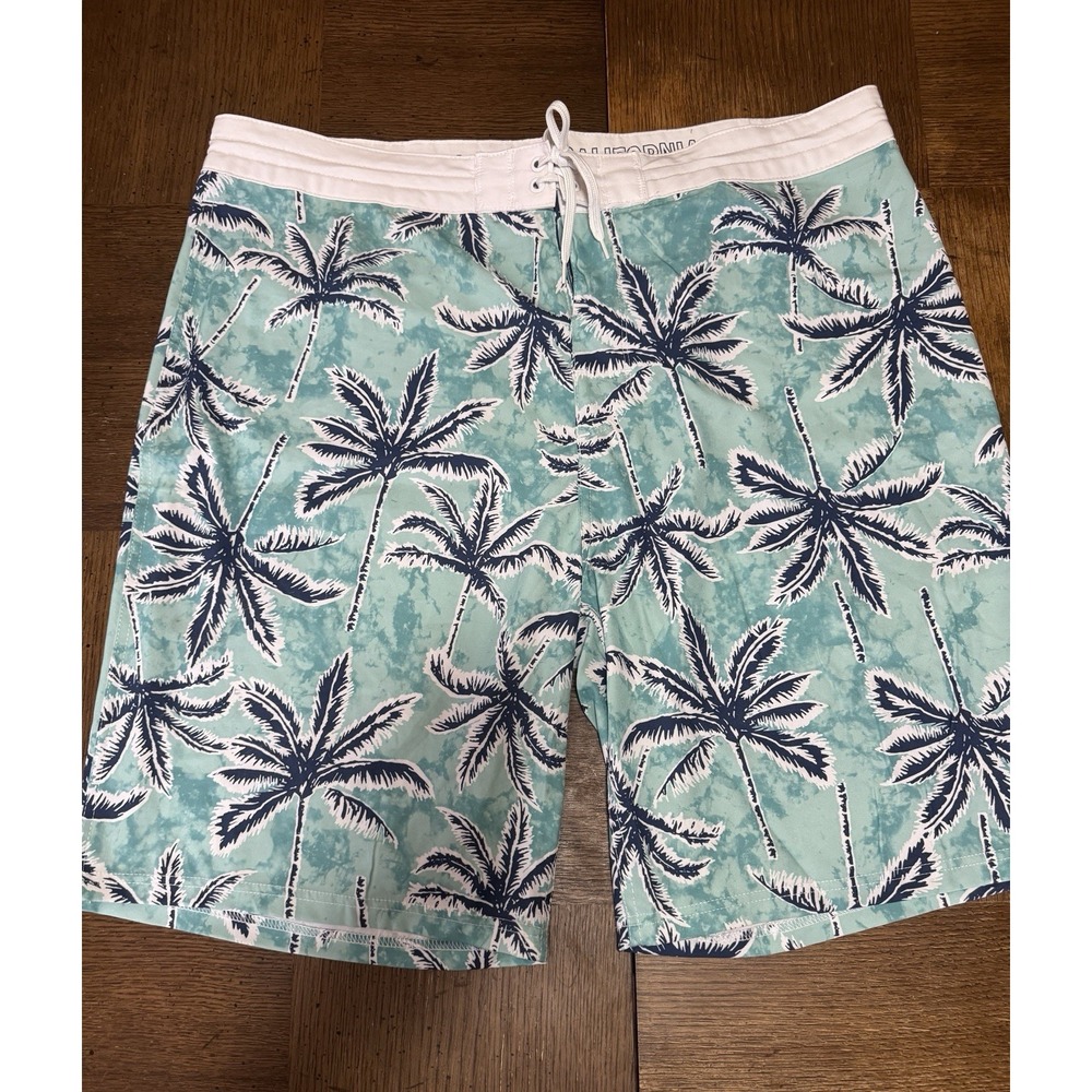 Old Navy California Men's Size 40 Blue Palm Trees Swim Board Shorts Trunks